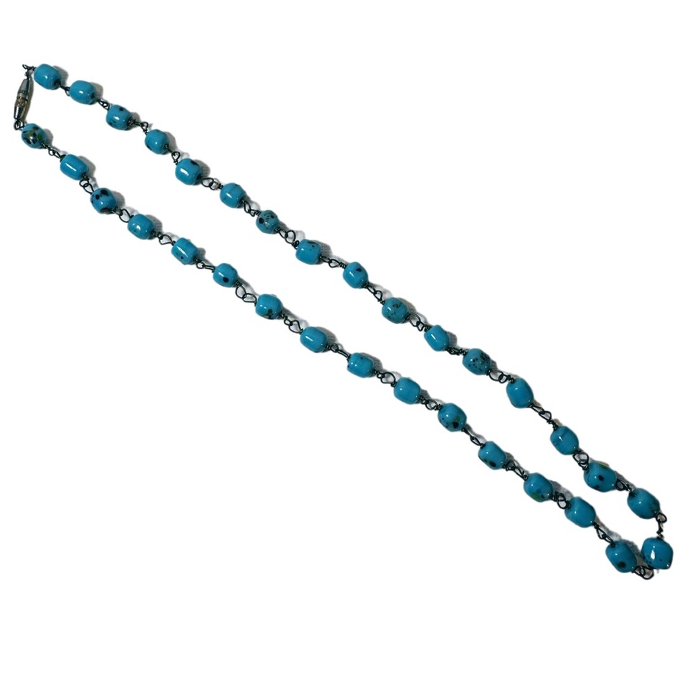 Vintage Blue Czech Beaded Necklace